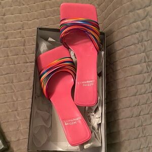 Jeffrey Campbell Pink Rainbow Slide Sandals
